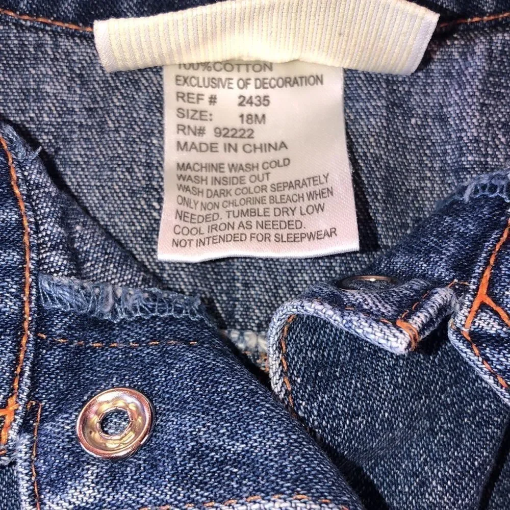 Excellent Vintage Girls 18M Carters Denim Dress